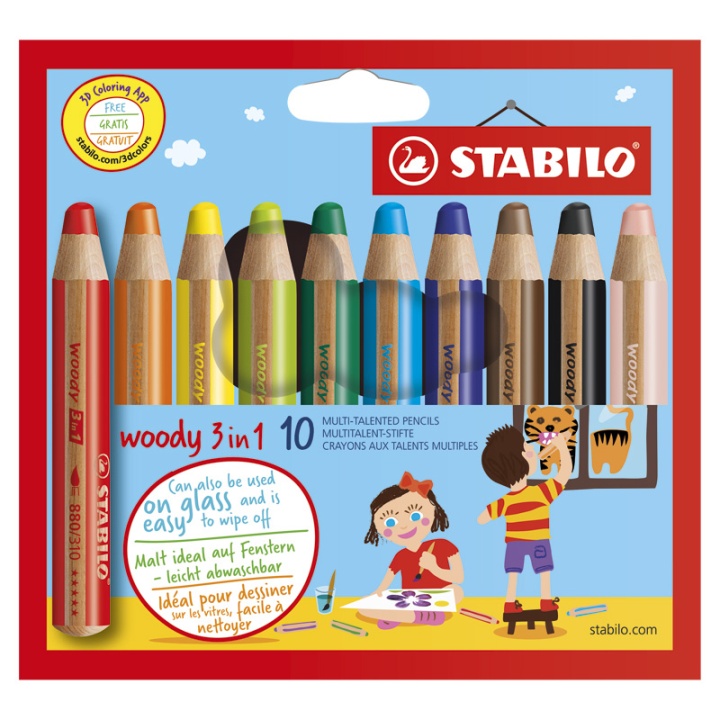 Woody 3-in-1 Värikynät 10-setti (3v+) ryhmässä Kids / Lastenkynät / 3+ vuotiaat @ Pen Store (100444)