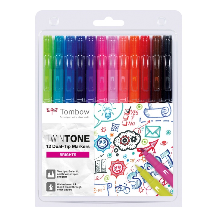 TwinTone Marker Bright 12 kpl ryhmässä Kynät / Taiteilijakynät / Tussit @ Pen Store (101103)