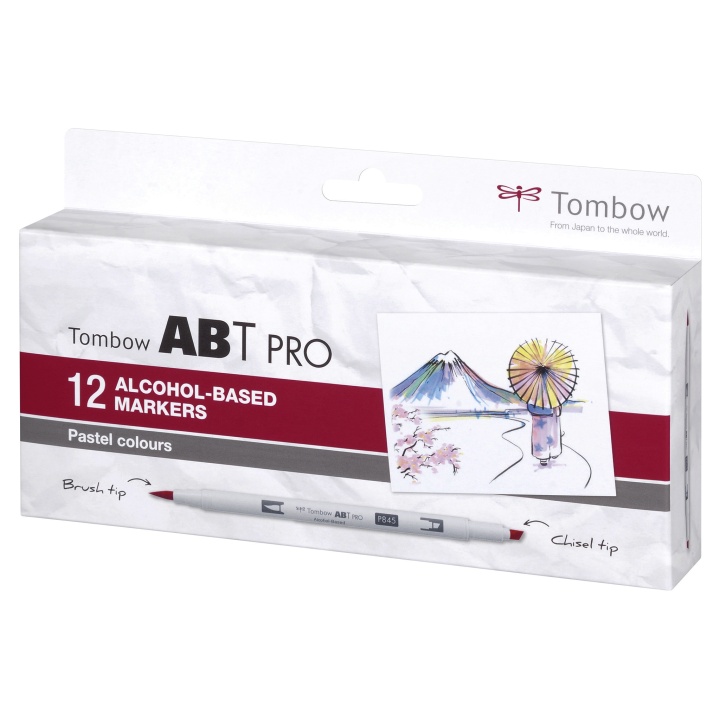 ABT PRO Dual Brush Pen 12-setti Pastelli ryhmässä Kynät / Taiteilijakynät / Sivellintussit @ Pen Store (101255)