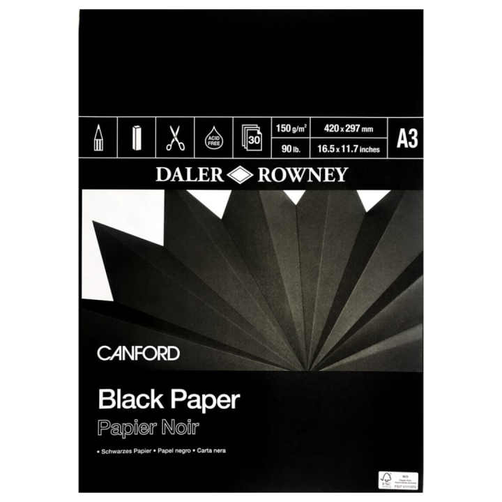 Black Paper A3 ryhmässä Paperit ja Lehtiöt / Taiteilijalehtiöt / Luonnos- ja piirustuslehtiöt @ Pen Store (101446)