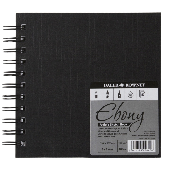 Ebony Artist's Sketch Book Kierre ryhmässä Paperit ja Lehtiöt / Taiteilijalehtiöt / Piirustuskirjat @ Pen Store (101475)