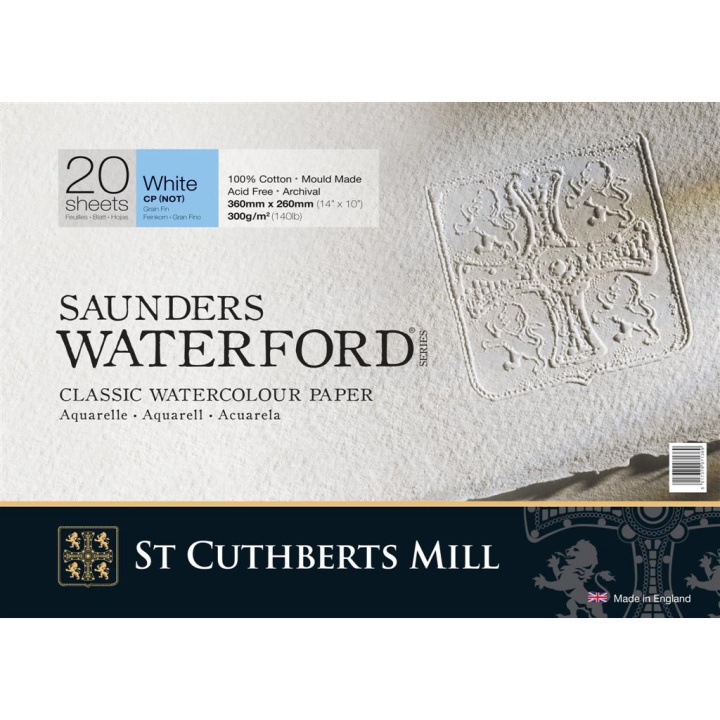 Saunders Waterford Akvarelliilehtiö Valkoinen CP/NOT 36x26 cm 300g ryhmässä Paperit ja Lehtiöt / Taiteilijalehtiöt / Akvarellipaperit @ Pen Store (101513)