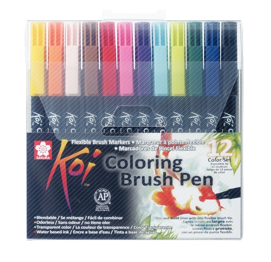 Koi Colouring Brush Pen 12-setti ryhmässä Kynät / Taiteilijakynät / Sivellintussit @ Pen Store (102306)