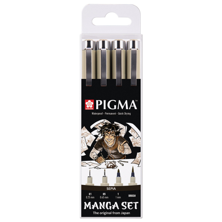 Pigma Sepia Manga 4-setti ryhmässä Kynät / Kirjoittaminen / Geelikynät @ Pen Store (103540)