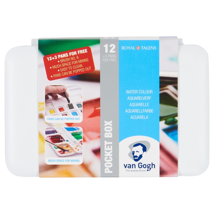 Pocket Box Akvarellivärit 15-setti ryhmässä Taiteilijatarvikkeet / Taiteilijavärit / Akvarellivärit @ Pen Store (104063)