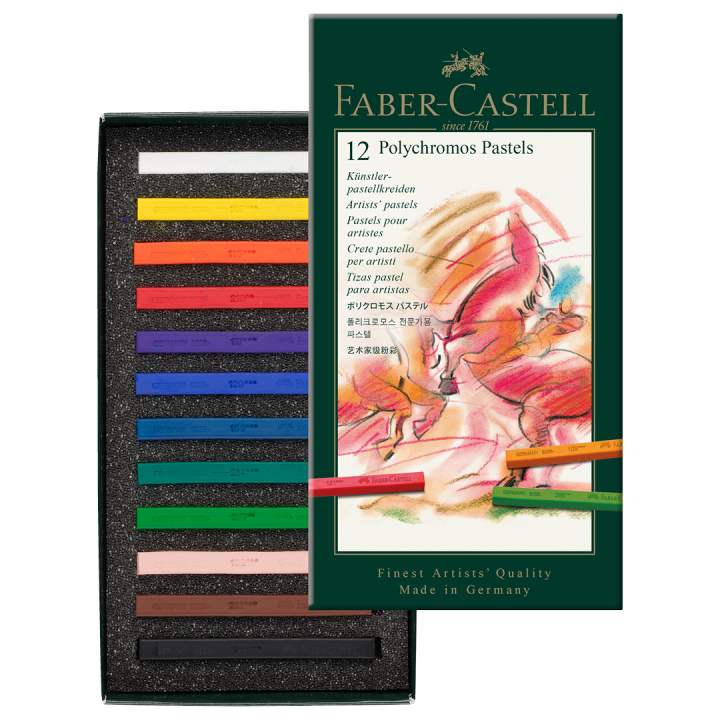 Pastel crayon Polychromos 12-set ryhmässä Taiteilijatarvikkeet / Liidut ja lyijyt / Pastelliliidut @ Pen Store (105088)