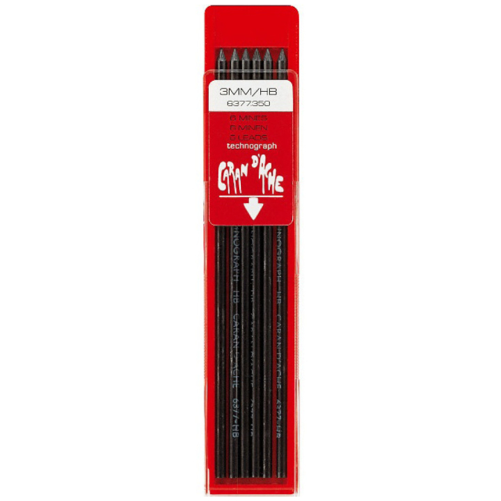 3 mm Lyijy 6 kpl Technograph ryhmässä Kynät / Kynätarvikkeet / Irtolyijy @ Pen Store (106234_r)