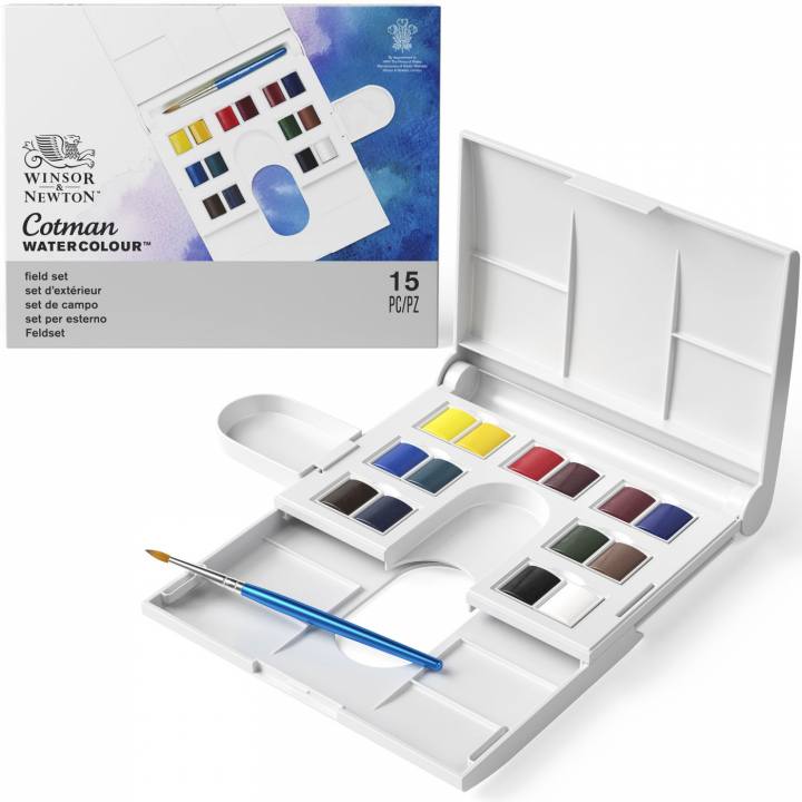 Cotman Akvarelliväri Compact Box 14 ½ - Kuppia ryhmässä Taiteilijatarvikkeet / Värit / Akvarellivärit @ Pen Store (107239)