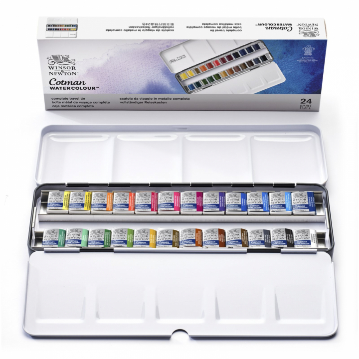 Cotman Akvarelliväri Sketchers Metalli Rasia 24 ½ - Kuppia ryhmässä Taiteilijatarvikkeet / Värit / Akvarellivärit @ Pen Store (107244)