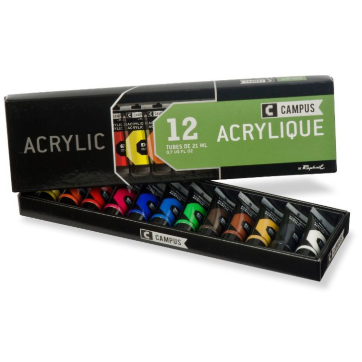 Akryylimaalisetti Campus 12x21ml Tuubia ryhmässä Taiteilijatarvikkeet / Taiteilijavärit / Akryylivärit @ Pen Store (107970)