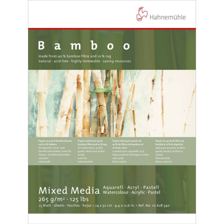Mixed Media Bamboo 265g 24x32 cm ryhmässä Paperit ja Lehtiöt / Taiteilijalehtiöt / Mixed media-lehtiöt @ Pen Store (108082)