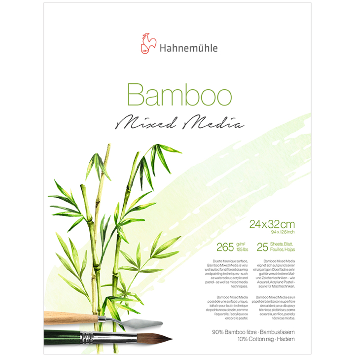 Mixed Media Bamboo 265g 24x32 cm ryhmässä Paperit ja Lehtiöt / Taiteilijalehtiöt / Mixed media-lehtiöt @ Pen Store (108082)