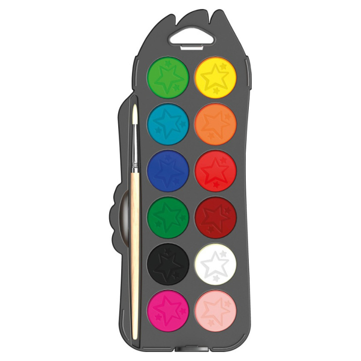 Color Peps Akvarelliiväri 12-setti + Sivellin (3 vuota+) ryhmässä Kids / Lasten askartelu ja värit / Lasten maali / Vesivärit lapsille / Vesiväri @ Pen Store (108763)