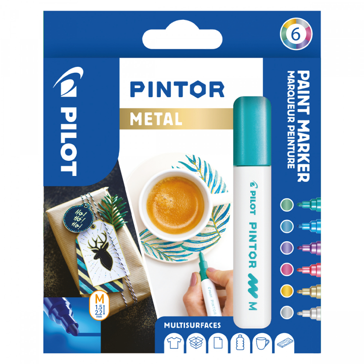 Pintor Medium 6 kpl Metalli ryhmässä Kynät / Taiteilijakynät / Maalitussit @ Pen Store (109495)
