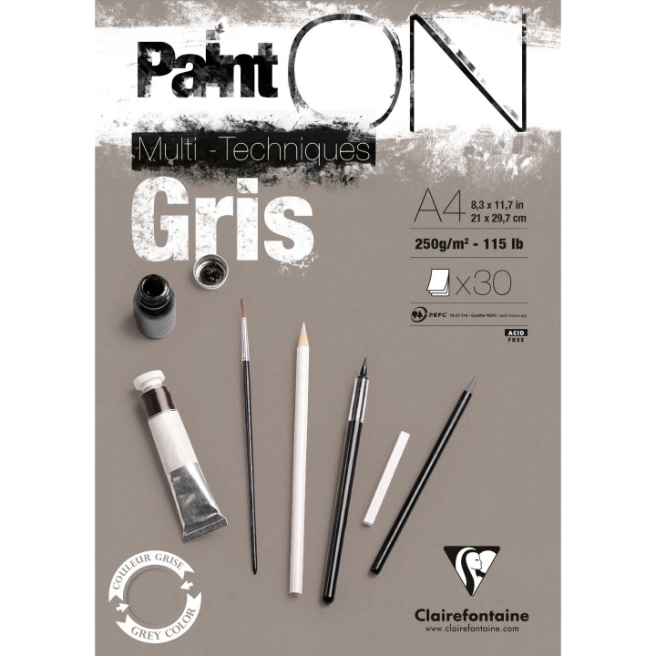 Paint'ON Taiteilijalehtiö Gris A4 ryhmässä Paperit ja Lehtiöt / Taiteilijalehtiöt / Mixed media-lehtiöt @ Pen Store (110414)