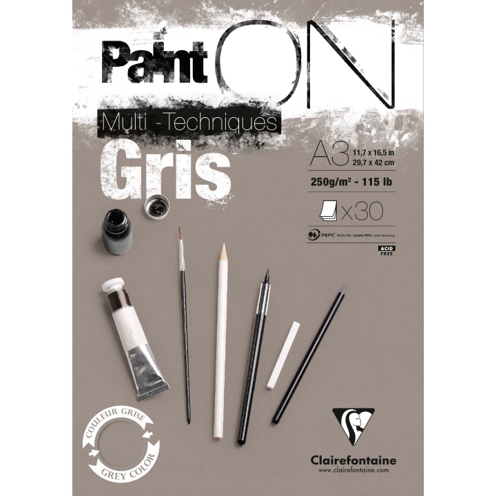 Paint'ON Taiteilijalehtiö Gris A3 ryhmässä Paperit ja Lehtiöt / Taiteilijalehtiöt / Mixed media-lehtiöt @ Pen Store (110415)