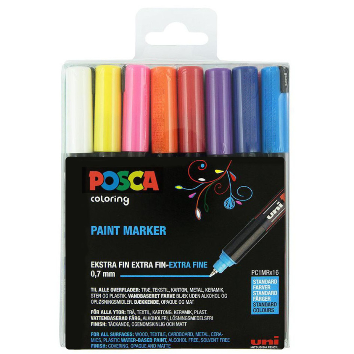 Posca PC-1MR Standard Colours 16-setti ryhmässä Kynät / Taiteilijakynät / Maalitussit @ Pen Store (110424)