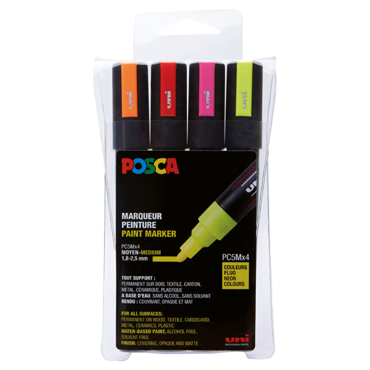 Posca PC-5M Neon 4-setti ryhmässä Kynät / Taiteilijakynät / Maalitussit @ Pen Store (110434)