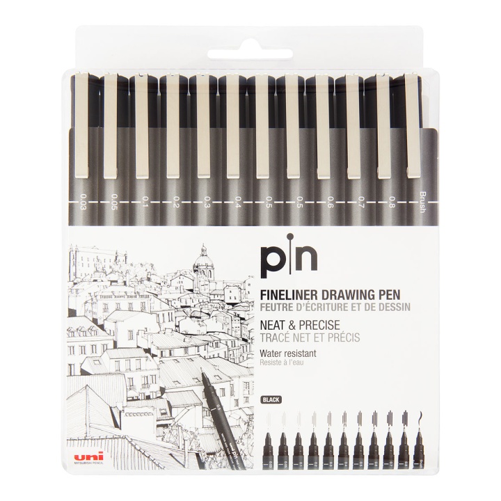 Pin Fineliner 12-setti ryhmässä Kynät / Kirjoittaminen / Finelinerit @ Pen Store (110440)