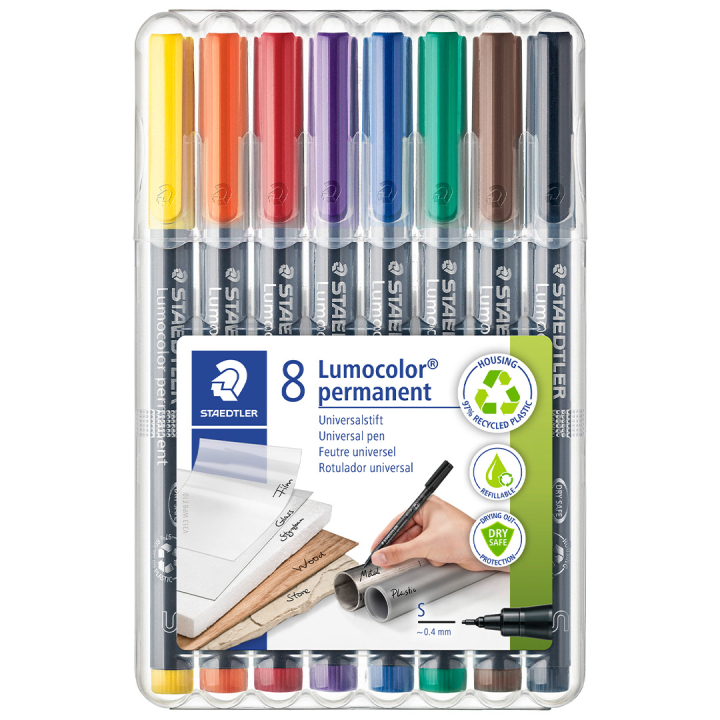 8 kpl Lumocolor permanent Superfine ryhmässä Kynät / Toimisto ja merkkaus / Merkkauskynät @ Pen Store (111072)