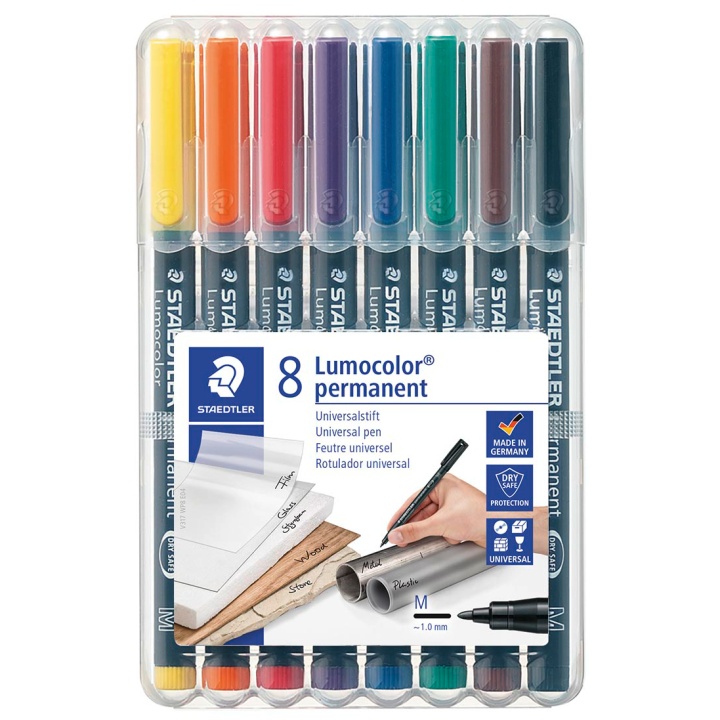 8 kpl Lumocolor permanent Medium ryhmässä Kynät / Toimisto ja merkkaus / Merkkauskynät @ Pen Store (111074)