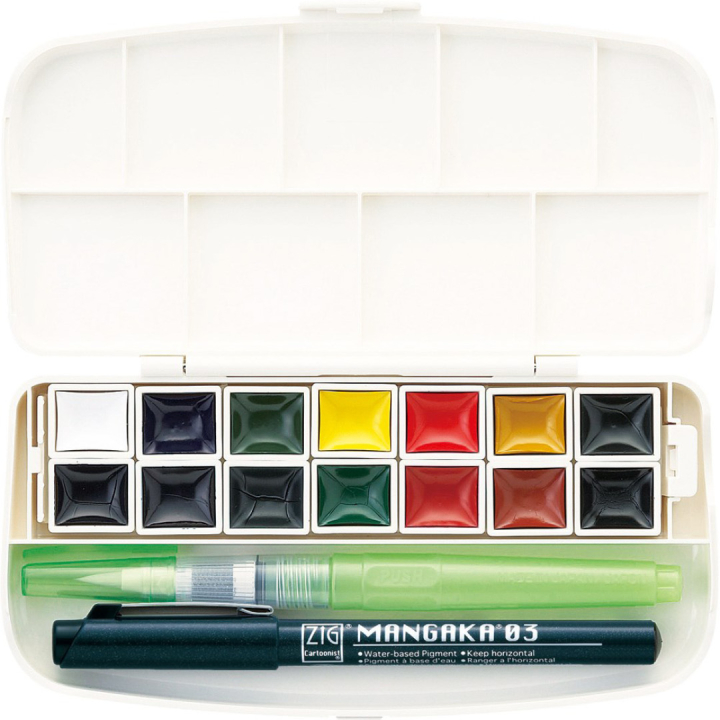 Läpikuultava akvarellisetti x 14 ryhmässä Taiteilijatarvikkeet / Taiteilijavärit / Akvarellivärit / Vesiväri napissa @ Pen Store (112513)