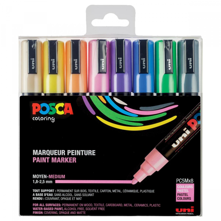 Posca PC-5M Pastelli 8-setti ryhmässä Kynät / Taiteilijakynät / Maalitussit @ Pen Store (112633)