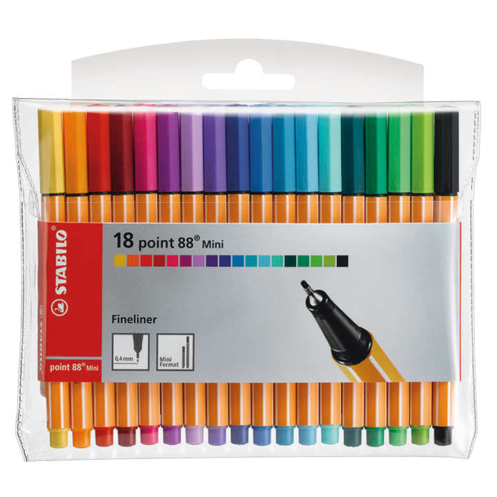 Point 88 Mini Fineliner 18 kpl ryhmässä Kynät / Kirjoittaminen / Finelinerit @ Pen Store (125418)