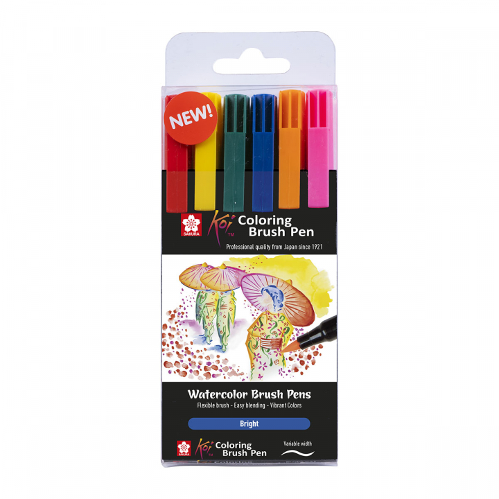 Koi Coloring Brush Pen 6-set Bright ryhmässä Kynät / Kirjoittaminen / Finelinerit @ Pen Store (125588)