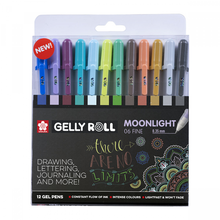 Unique Collection 12-pack Gelly Rolls Moonlight Univer ryhmässä Kynät / Kirjoittaminen / Geelikynät @ Pen Store (125604)