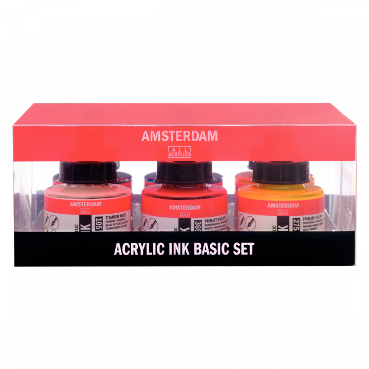 Acrylic Ink Basic Set 6 x 30 ml ryhmässä Taiteilijatarvikkeet / Taiteilijavärit / Akryylivärit @ Pen Store (125673)