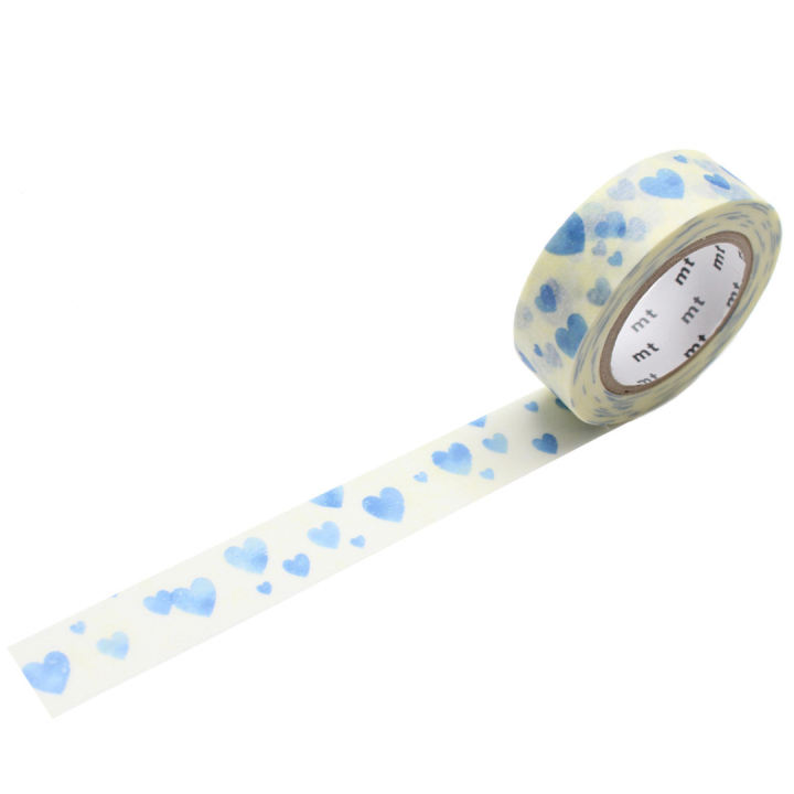 Washi-teippi Heart Stamp Blue ryhmässä Askartelu ja Harrastus / Harrastustarvikkeet / Washiteipit @ Pen Store (126356)