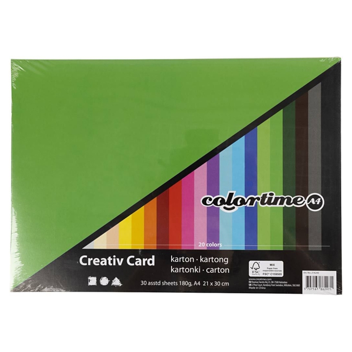 Värillinen paperi basic A4 180 g ryhmässä Kids / Hauskaa oppimista / Paperi ja Piirustusalusta Lapsille / Värillinen paperi lapsille @ Pen Store (126470)