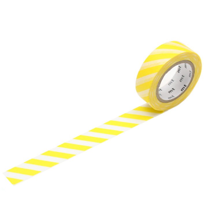 Washi-teippi Stripe Lemon ryhmässä Askartelu ja Harrastus / Harrastustarvikkeet / Washiteipit @ Pen Store (126481)