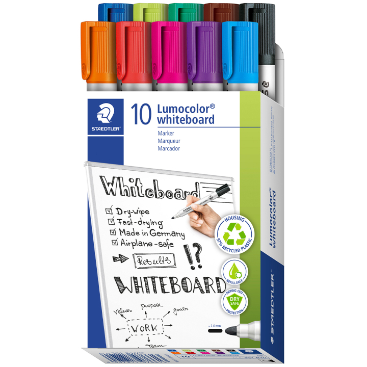 Lumocolor Whiteboard marker 10-pack 2 mm ryhmässä Kynät / Toimisto ja merkkaus / Valkotaulutussit @ Pen Store (126607)