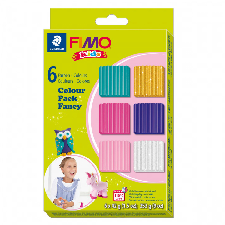 FIMO Kids Muovailusavi 6 klp Light colours ryhmässä Kids / Lasten askartelu ja värit / Savella askartelu @ Pen Store (126645)