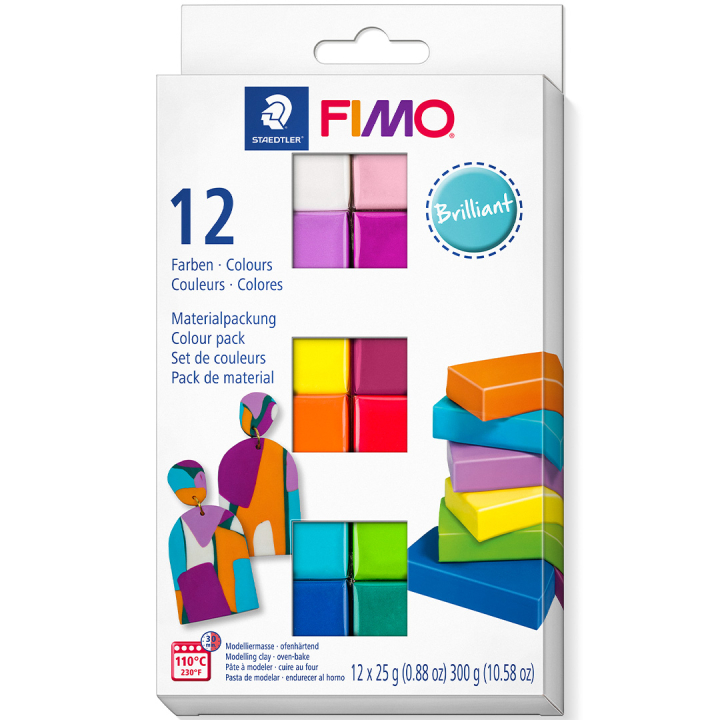 FIMO Soft Muovailusavi 12 x 25 g Brilliant colours ryhmässä Askartelu ja Harrastus / Askartelu / Muovailusavi @ Pen Store (126650)