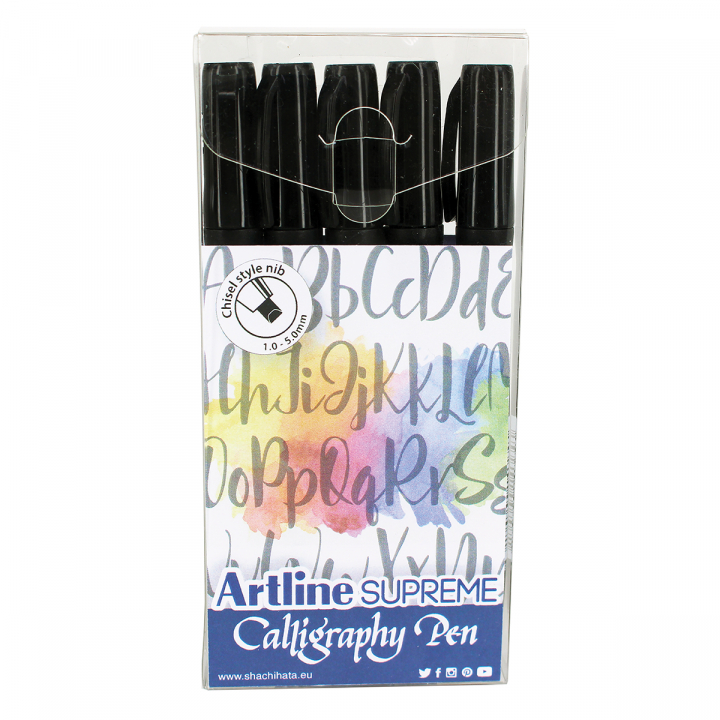 Supreme Calligraphy Pen 5 kpl Black ryhmässä Askartelu ja Harrastus / Kalligrafia / Kalligrafiakynät @ Pen Store (126768)