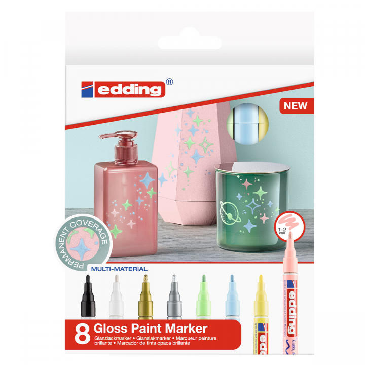 Gloss Paint Marker Fine 8-set Pastel ryhmässä Kynät / Toimisto ja merkkaus / Merkkauskynät @ Pen Store (127398)