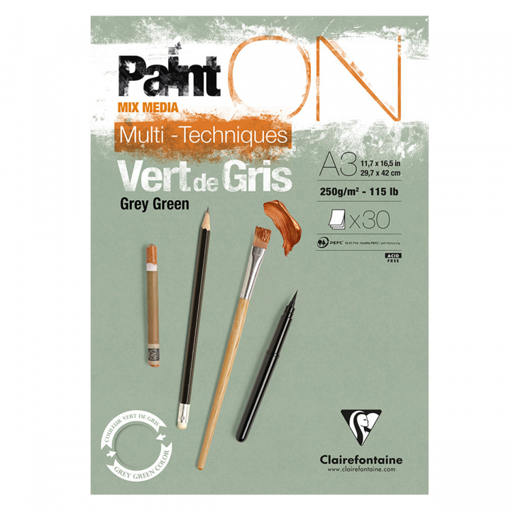 Paint'ON Taiteilijalehtiö Grey Green A3 ryhmässä Paperit ja Lehtiöt / Taiteilijalehtiöt / Akvarellipaperit @ Pen Store (127405)