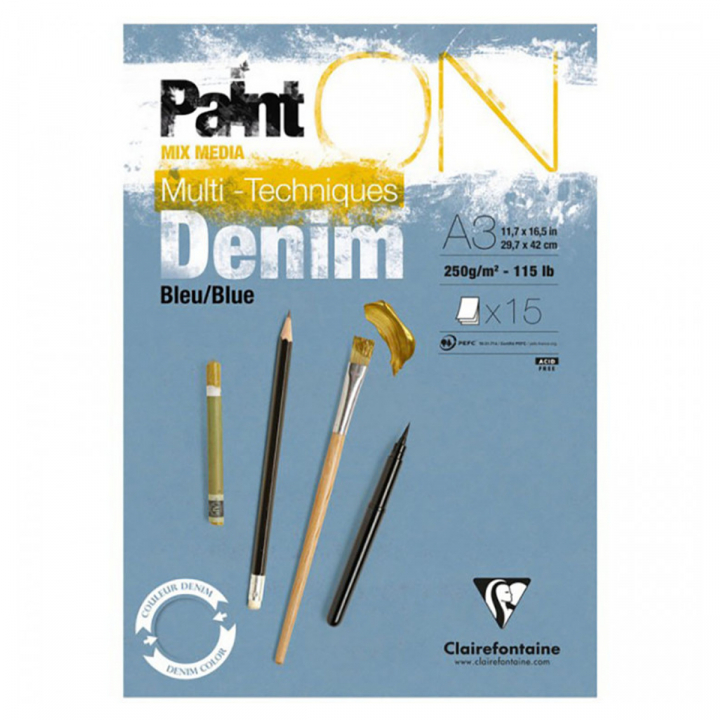 Paint'ON Taiteilijalehtiö Blue Denim A3 ryhmässä Paperit ja Lehtiöt / Taiteilijalehtiöt / Akryylilehtiöt @ Pen Store (127408)