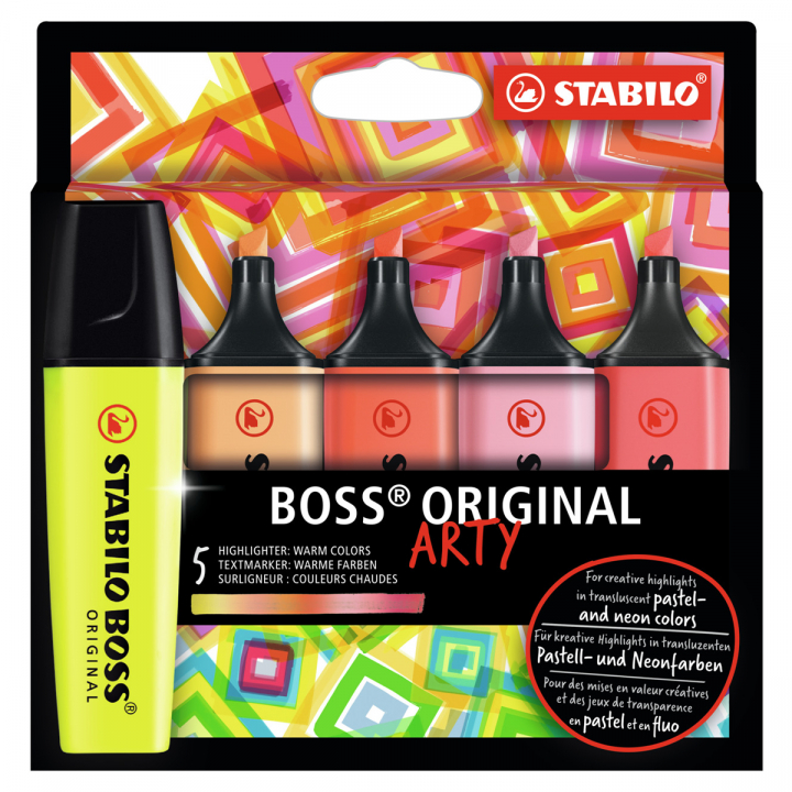 Boss Arty Warm Colors 5 kpl ryhmässä Kynät / Toimisto ja merkkaus / Korostuskynät @ Pen Store (127813)