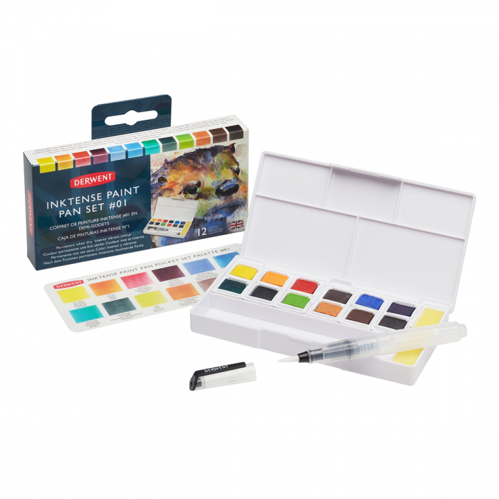 Inktense Paint Pan Set Studio 12 puolikuppia ryhmässä Taiteilijatarvikkeet / Värit / Akvarellivärit @ Pen Store (128192)