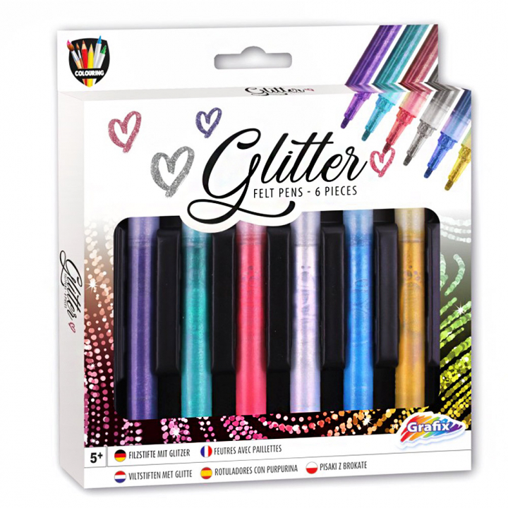 Tussit Glitter 6-setti ryhmässä Kids / Lastenkynät / Lasten tussit @ Pen Store (128504)