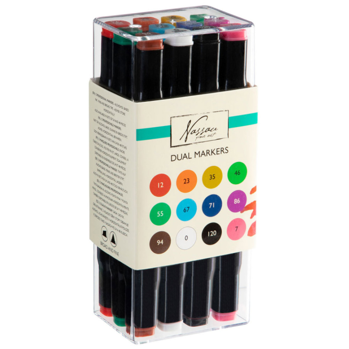 Dual-tip Markers 12-setti ryhmässä Kynät / Taiteilijakynät / Tussit @ Pen Store (128517)
