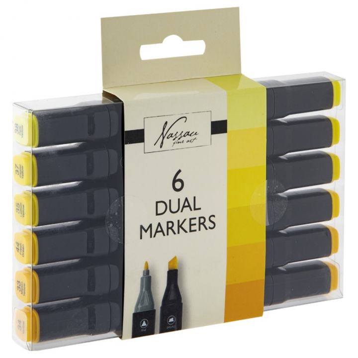 Dual-tip Markers 6-setti Keltainen ryhmässä Kynät / Taiteilijakynät / Tussit @ Pen Store (128522)
