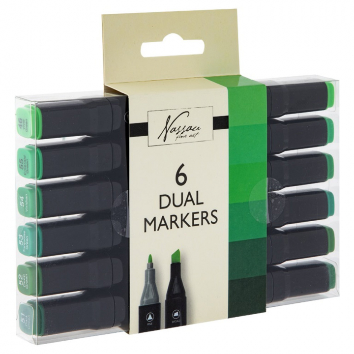 Dual-tip Markers 6-setti Vihreä ryhmässä Kynät / Taiteilijakynät / Tussit @ Pen Store (128523)