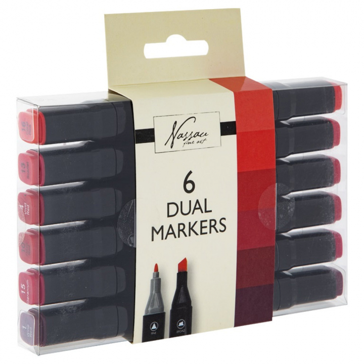 Dual-tip Markers 6-setti Punainen ryhmässä Kynät / Taiteilijakynät / Tussit @ Pen Store (128524)