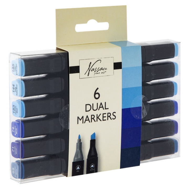 Dual-tip Markers 6-setti Sininen ryhmässä Kynät / Taiteilijakynät / Tussit @ Pen Store (128525)