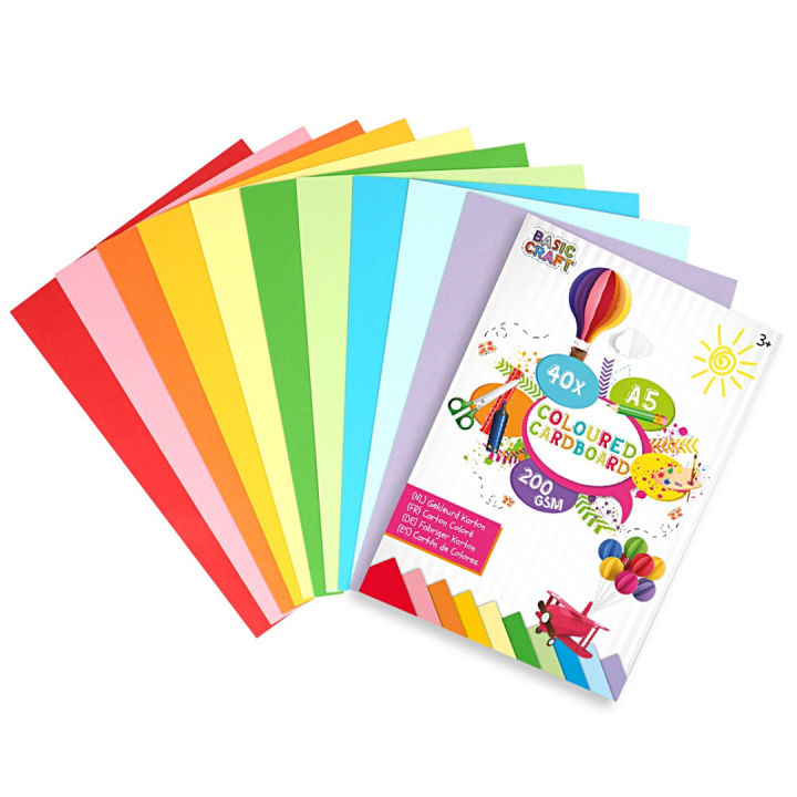 Värillinen pahvi 200g A5 40 arkkia ryhmässä Kids / Hauskaa oppimista / Paperi ja Piirustusalusta Lapsille / Värillinen paperi lapsille @ Pen Store (128567)